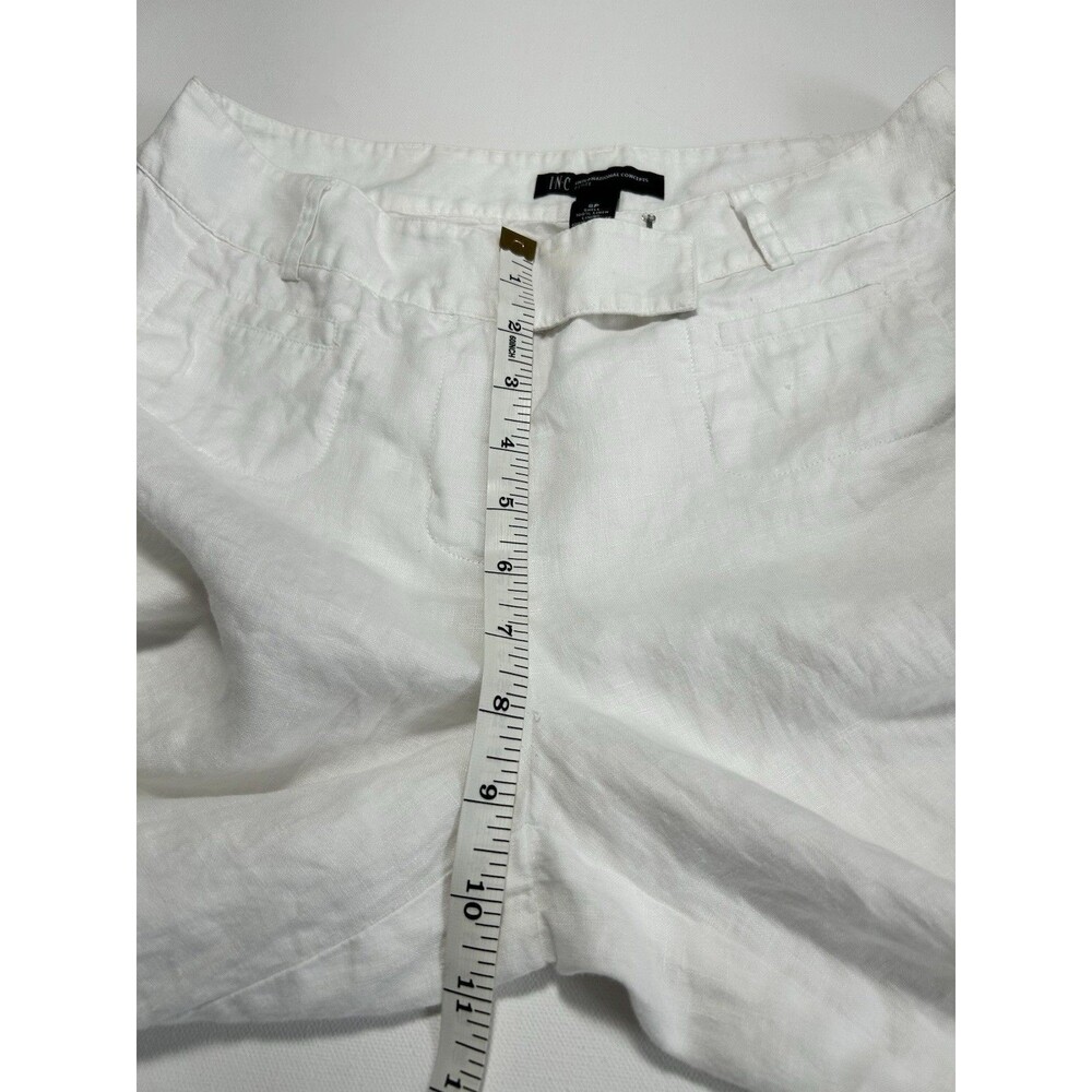 INC White Linen Pants Cropped Lined Soft Wide Leg Coastal Resort Size 8P - Picture 6 of 16